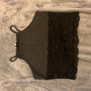 Laced Black/Grey Crop Top